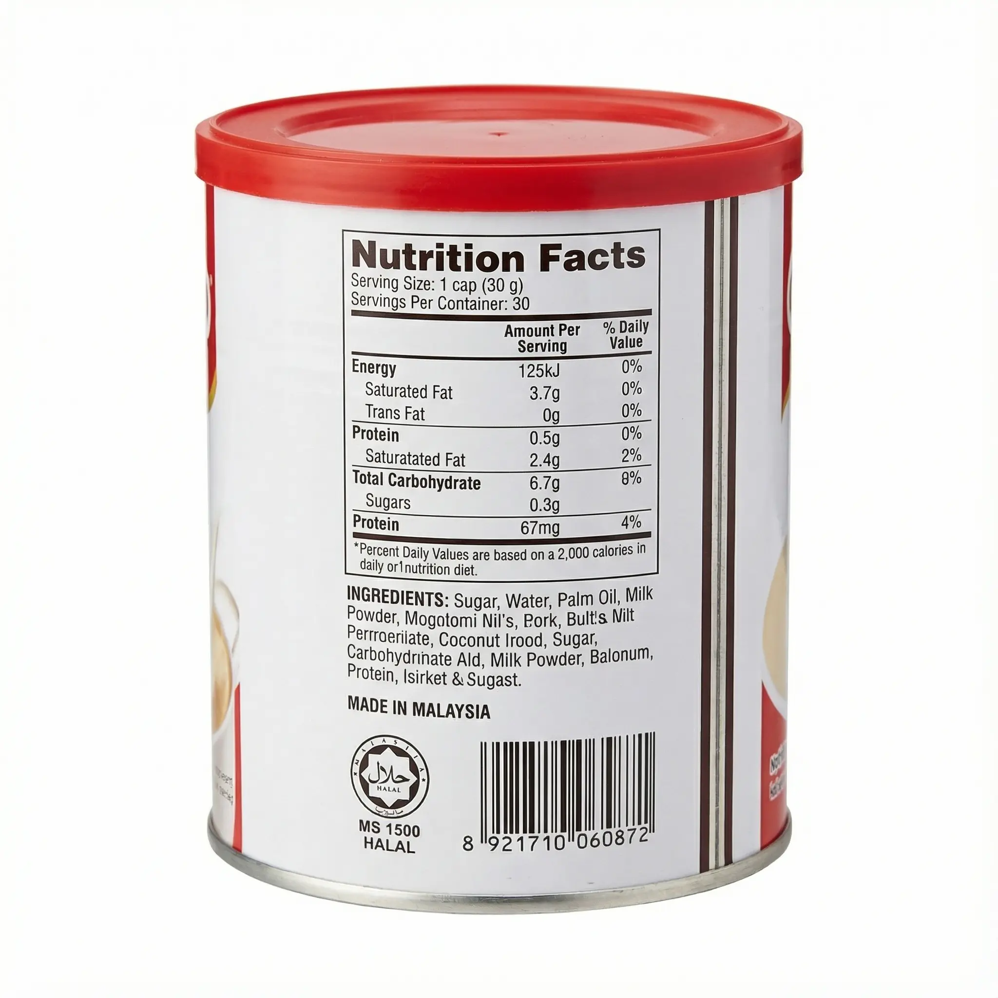 valeurs nutritionnelles lait concentré sucré Broli 1 kg